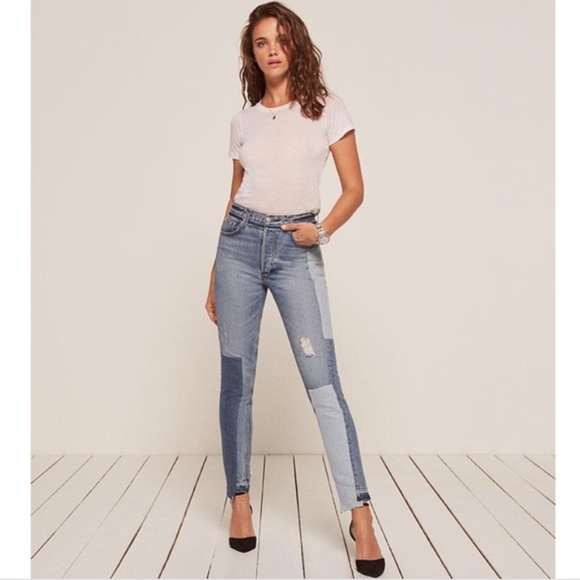 Reformation Skinny Patch Jeans in Torres Wash - Picture 1 of 7